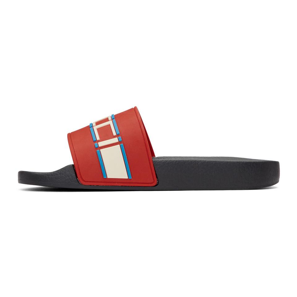 gucci slides red and blue
