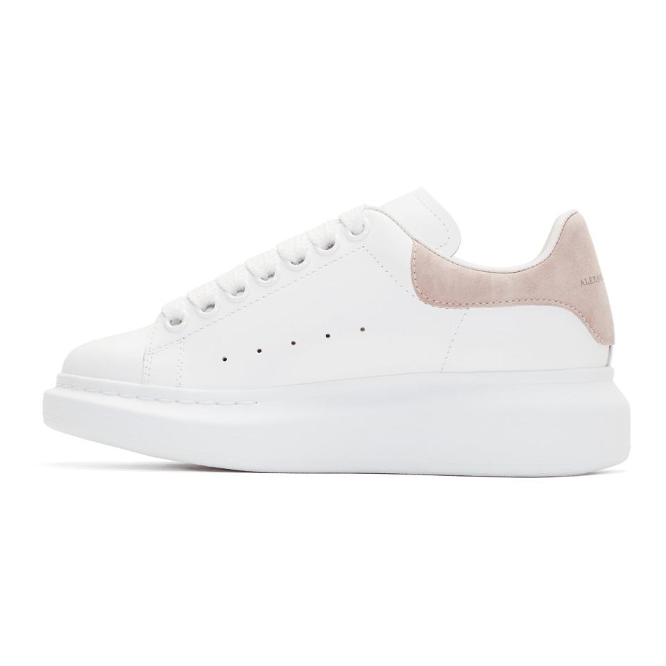 Alexander McQueen Leather White And Pink Oversized Sneakers - Lyst