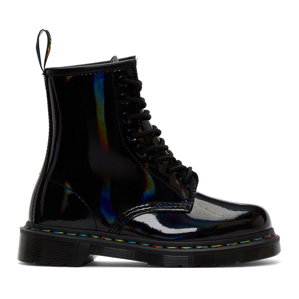 Dr. Martens Leather Black Iridescent Rainbow 1460 Boots | Lyst