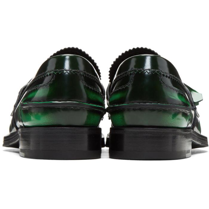 prada green tassel loafers
