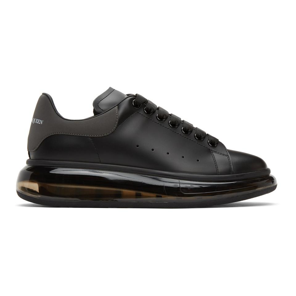 Alexander McQueen Leather Black Clear Sole Oversized Sneakers for Men ...