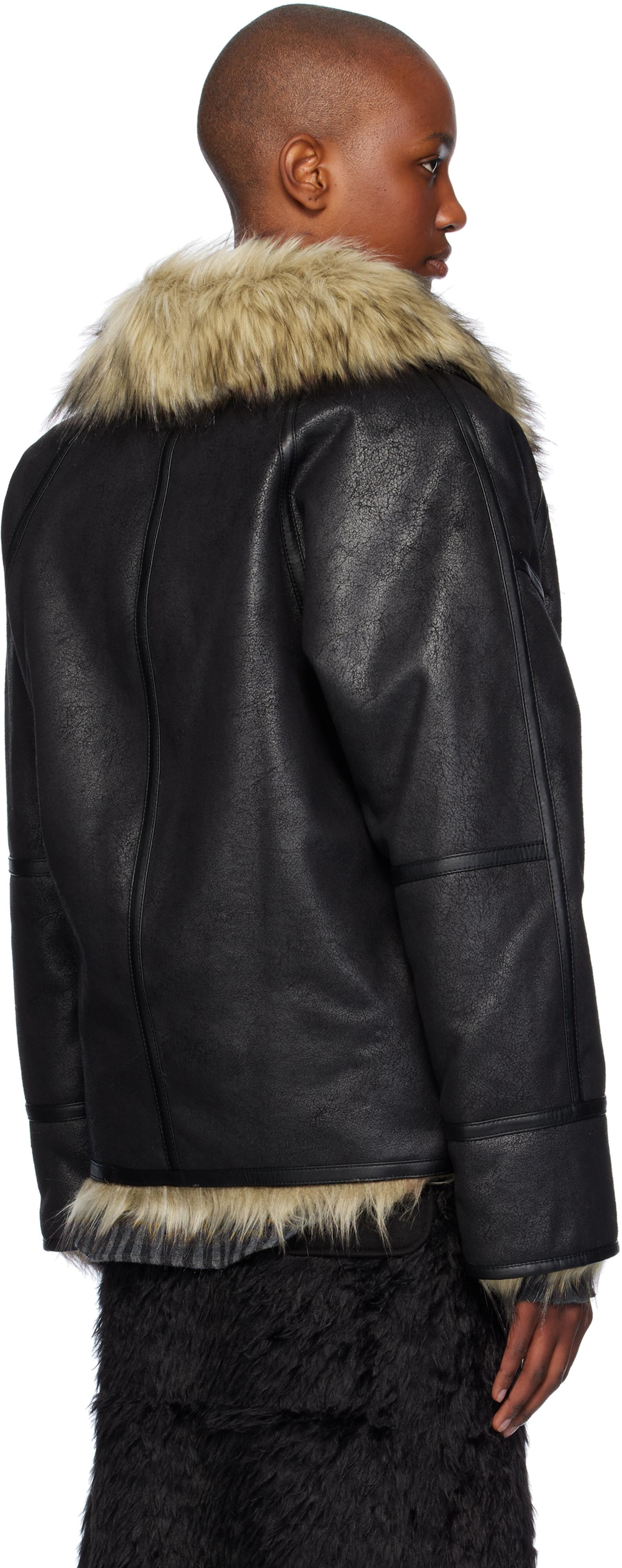 OPEN YY Reversible Faux-Fur Faux-Leather Jacket in Black | Lyst