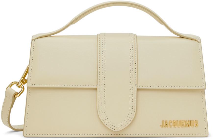 Jacquemus Leather 'le Bambino Grand' Top Handle Bag in Ivory (White