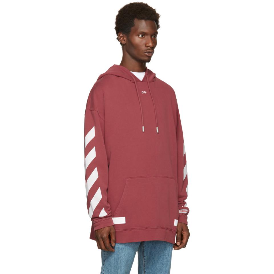 off white red diagonal hoodie