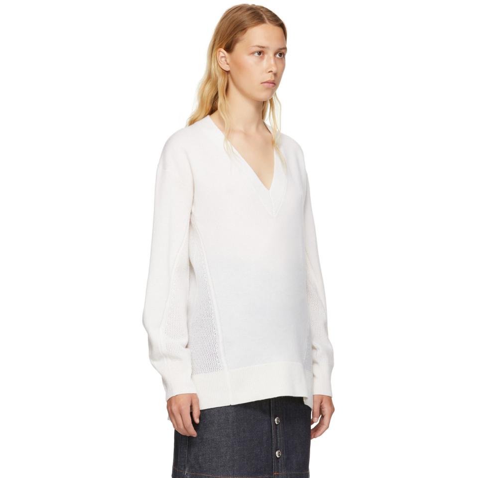White cashmere v neck sweater women's Clearance