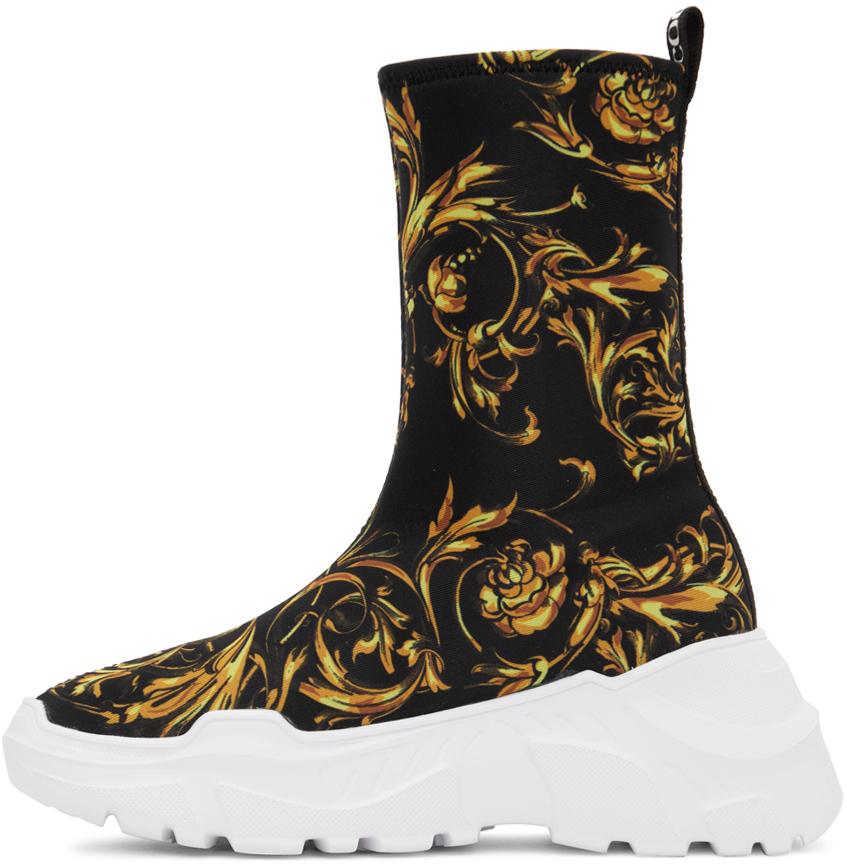 Versace Jeans Couture Black Barocco Speedtrack High-top Sneakers | Lyst