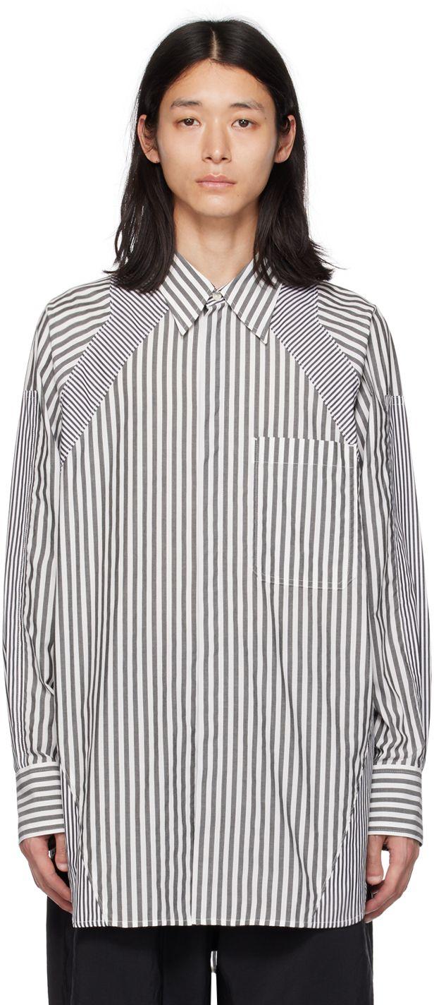 Y's Yohji Yamamoto Y's White Striped Shirt in Black for Men | Lyst