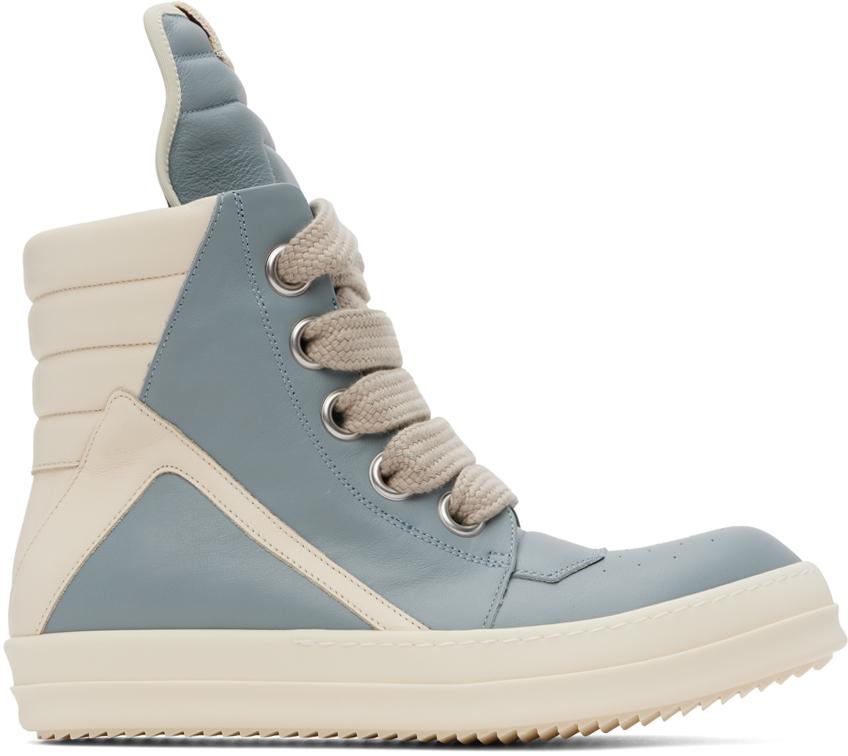 Rick Owens Porterville Jumbolaced Geobasket Sneakers in Blue Rick Owens Porterville Jumbolaced Geobasket Sneakers in Blue