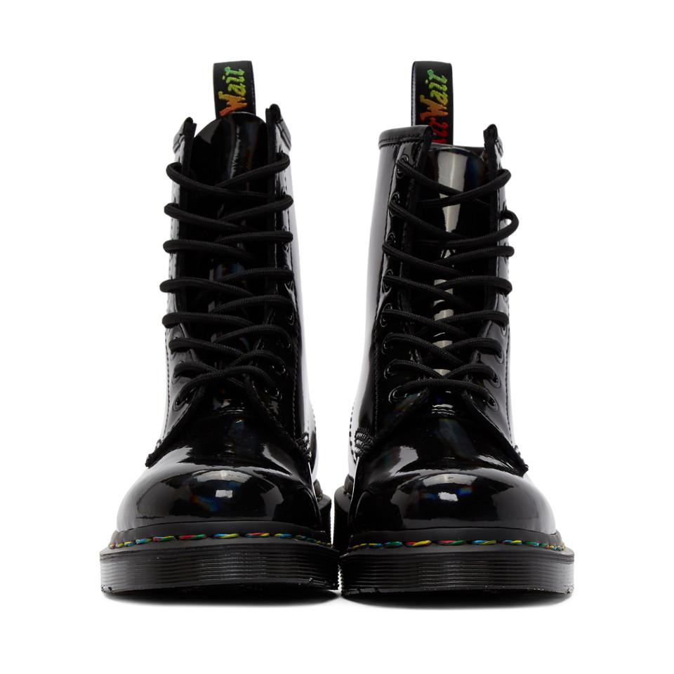 Dr. Martens Leather Black Iridescent Rainbow 1460 Boots | Lyst