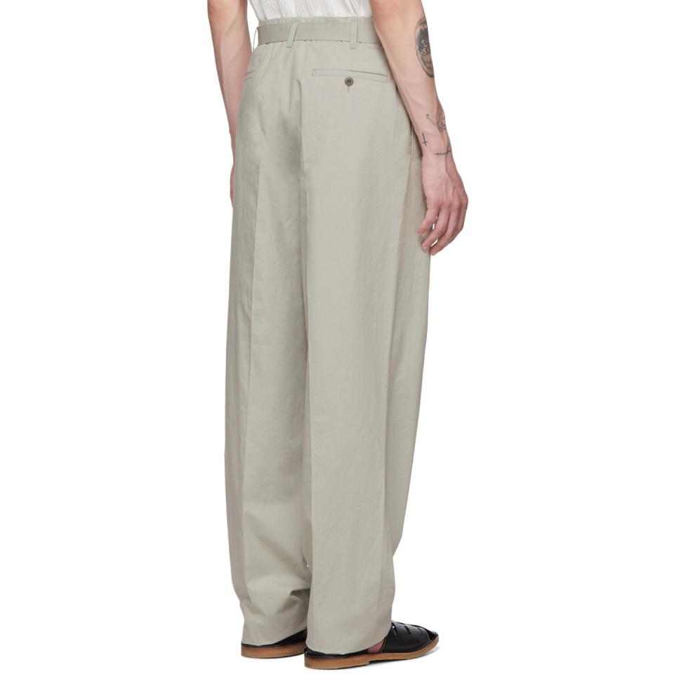 Lemaire Cotton Grey Pleated Trousers in 