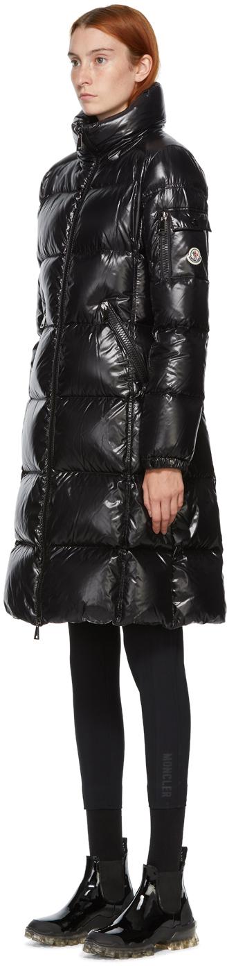 Moncler Down Shiny Moyadons Long Coat in Black | Lyst