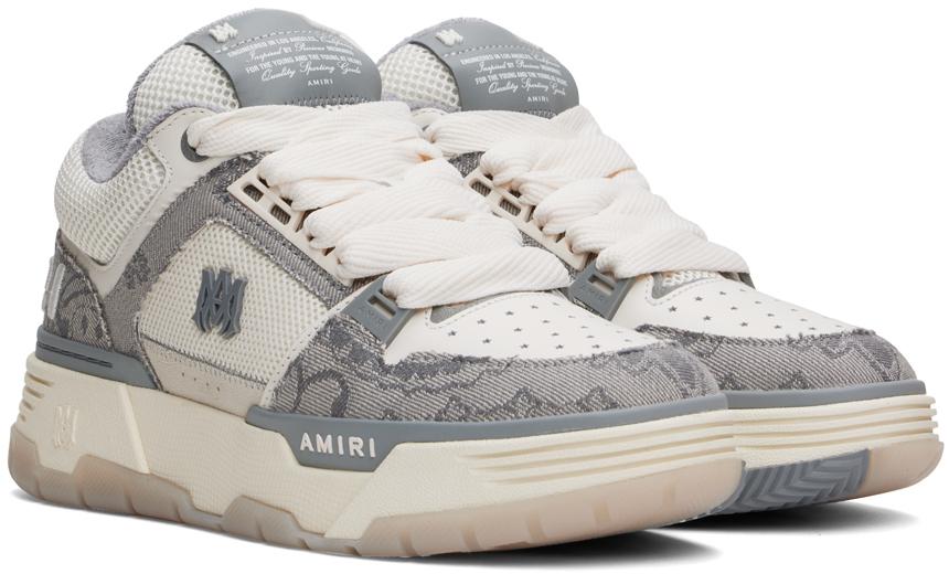 メンズ Amiri グレー＆オフホワイト Bandana Ma-1 デニム