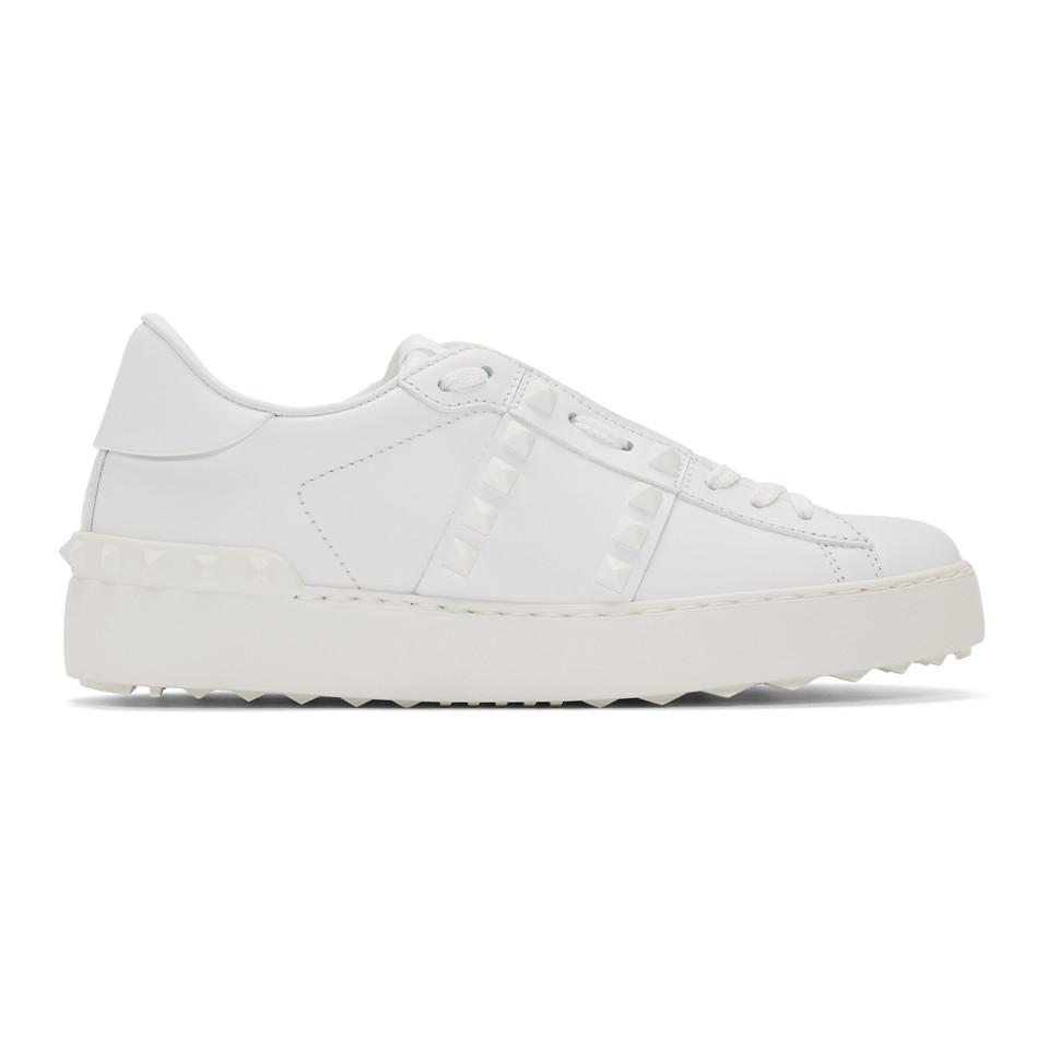 Valentino Rockstud Untitled Open Leather Sneaker in White - Save 48% - Lyst