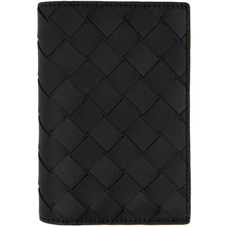 Bottega Leather Black Intrecciato Passport Holder for Men Lyst