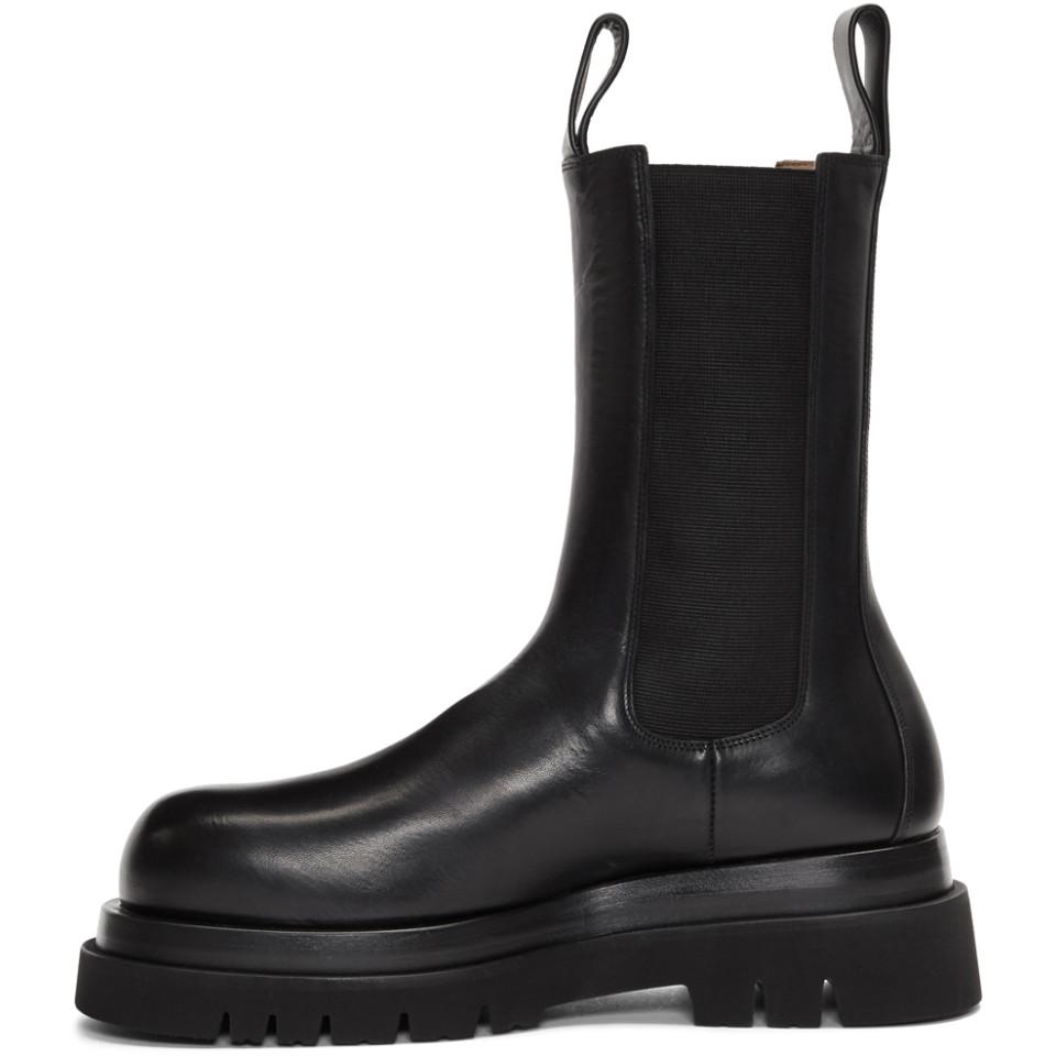 Bottega Veneta Leather Black Mid-calf Chelsea Boots for Men - Lyst