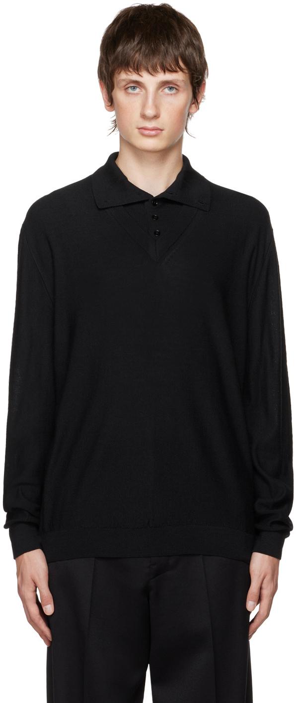 Lemaire Wool Trompe-l'œil Polo in Black for Men | Lyst