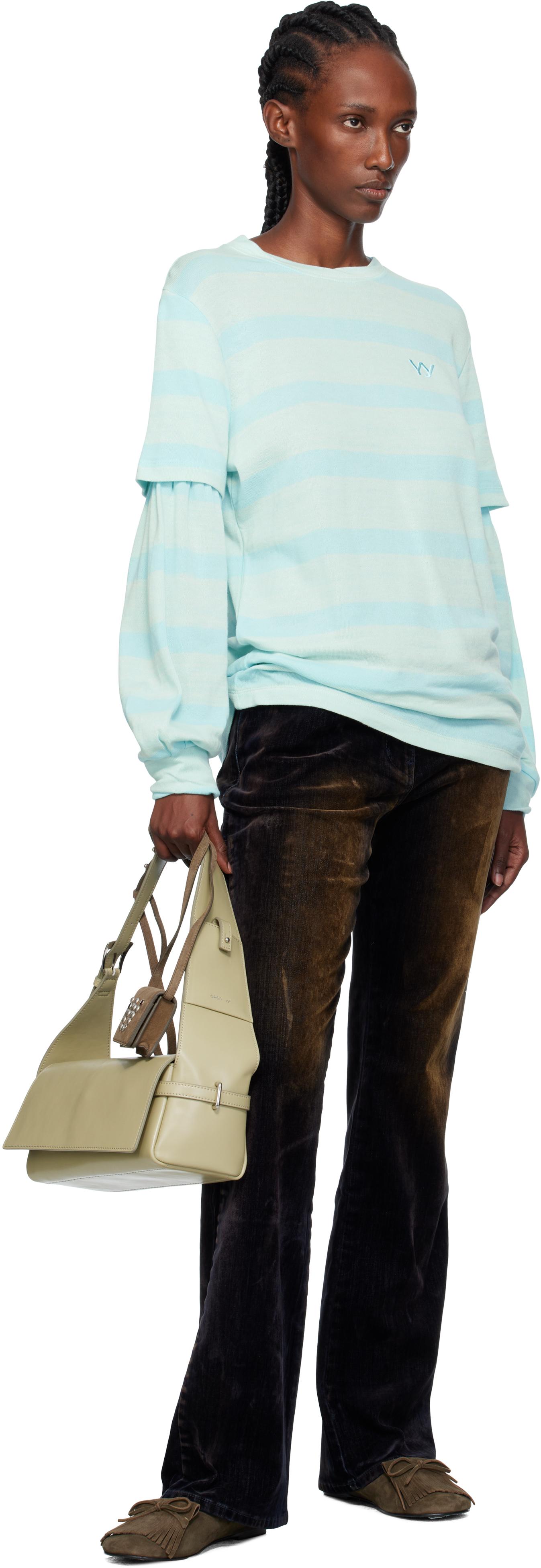 トップス OPEN YY Knitted LAYERED STRIPE TSHIRT OPEN YY Layered Stripe T-Shirt in Green | Lyst