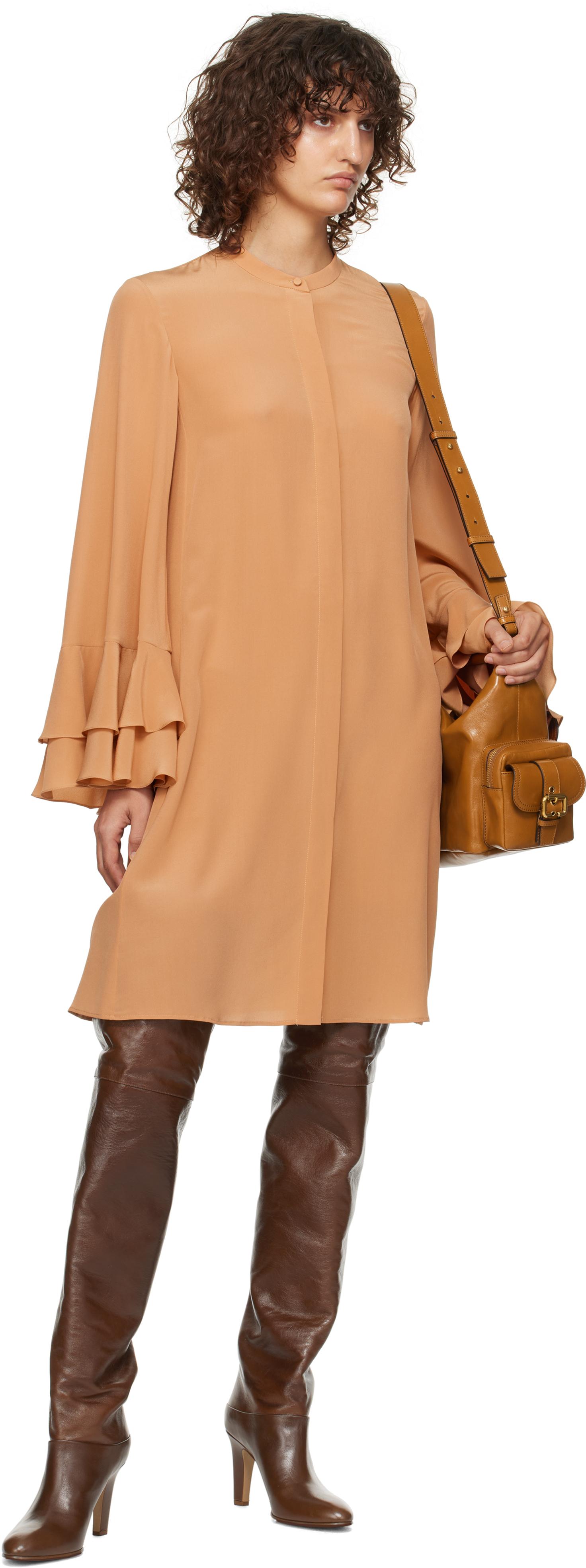 Chloé レディース ブラック ティアードスリーブ ミニワンピース