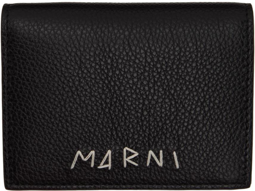 Marni レディース ブラック ジップアラウンド 二つ折り財布 財布 