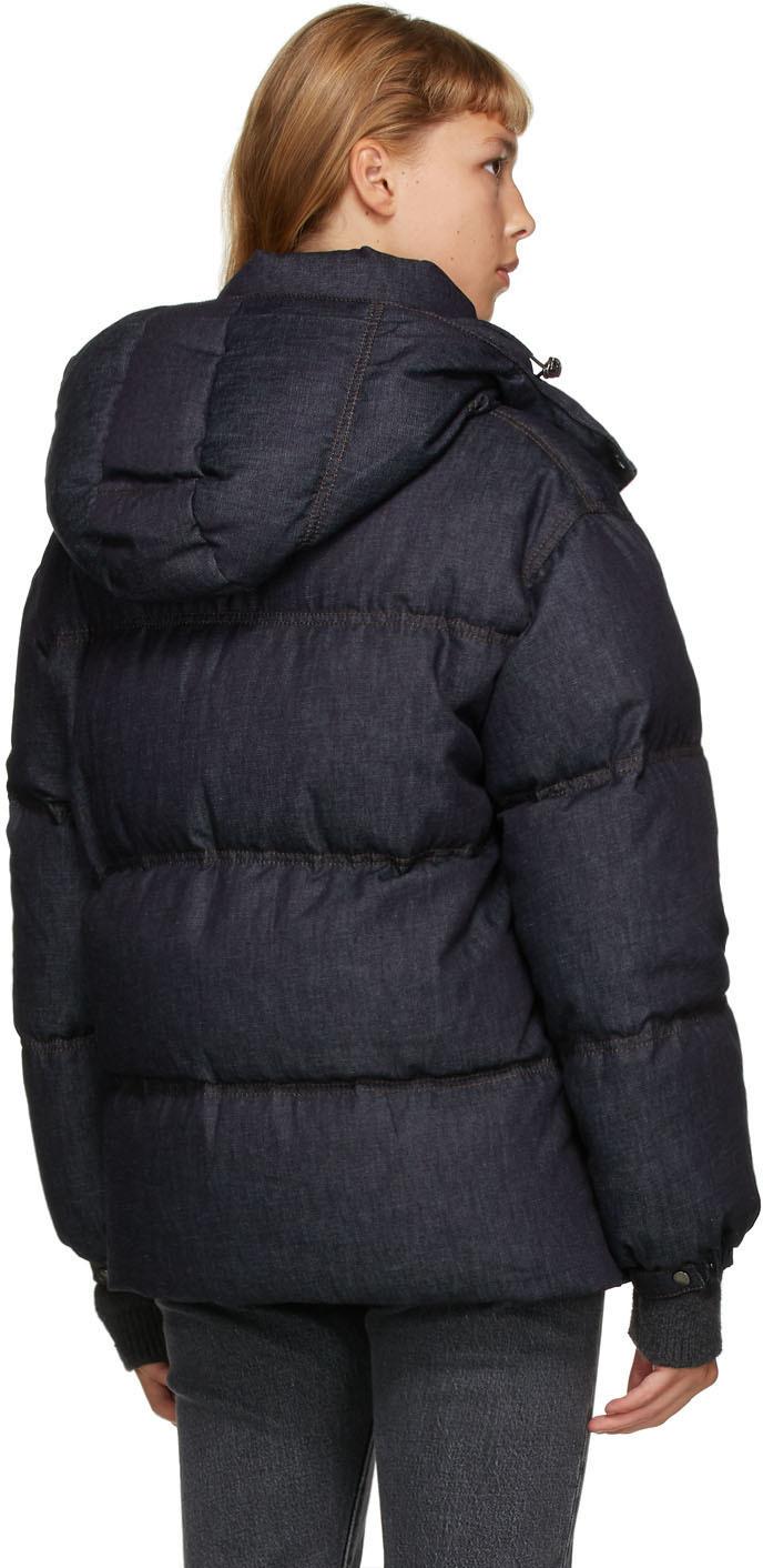 Moncler Down Denim Kundogi Coat in Blue 