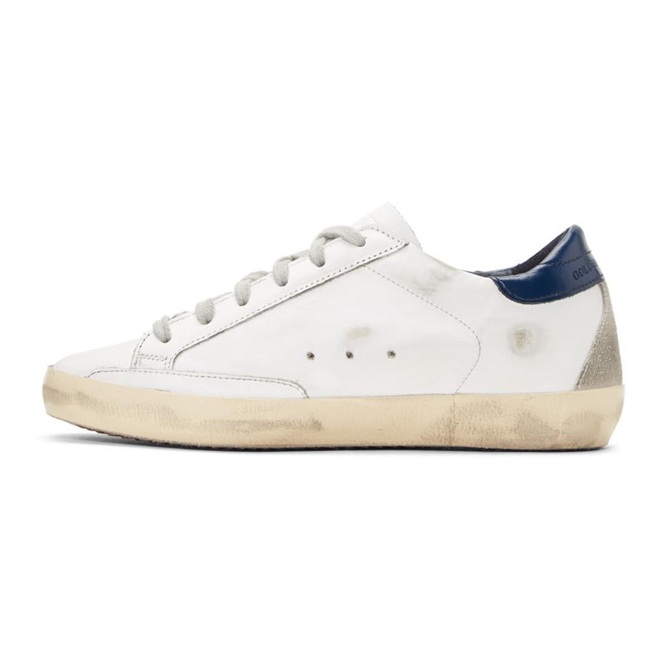 Golden Goose Deluxe Brand Leather White & Navy Superstar Sneakers for ...
