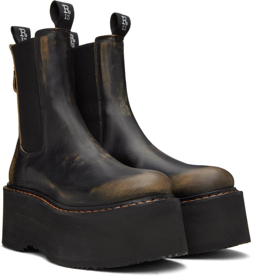 R13 Black Double Stack Chelsea Boots | Lyst