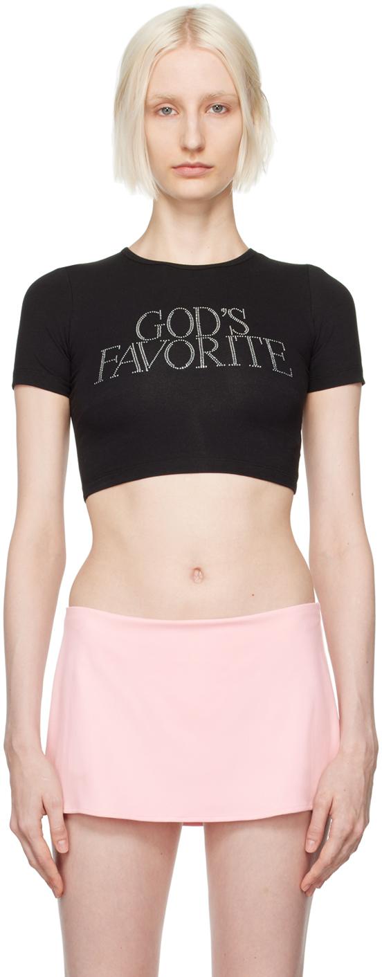 【Praying】GODS FAVORITE RHINESTONE CROP TEE PRAYING Ssense Exclusive 'God's Favorite' Crop Rhinestone T
