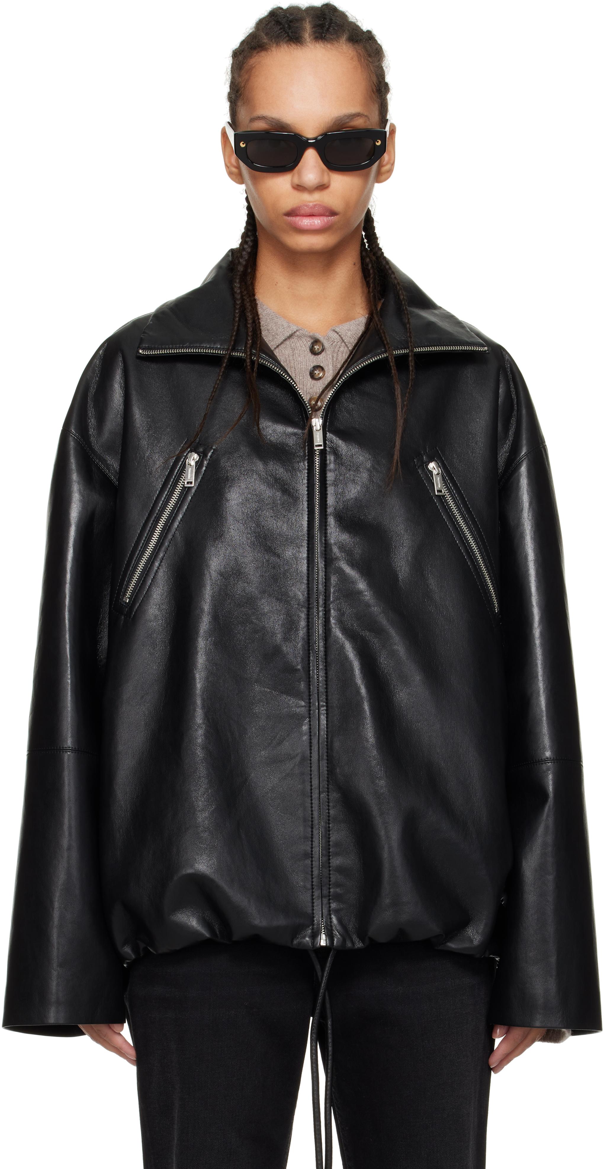 【関税込み】Nanushka ブラック Silva レザージャケット Next：日本 ブラック - Signature Leather Bomber Jacket from