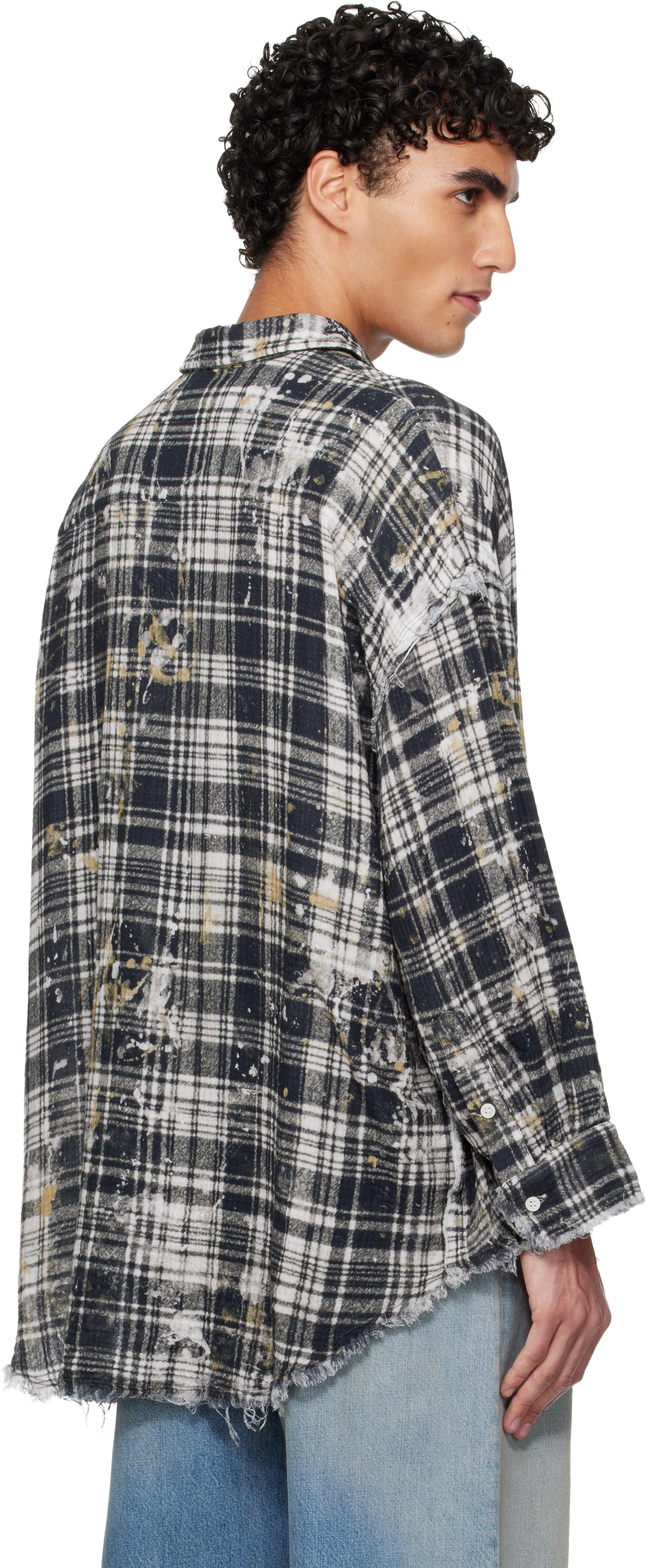 R13 Shredded Seam Drop Neck Shirt in Black for Men | Lyst
