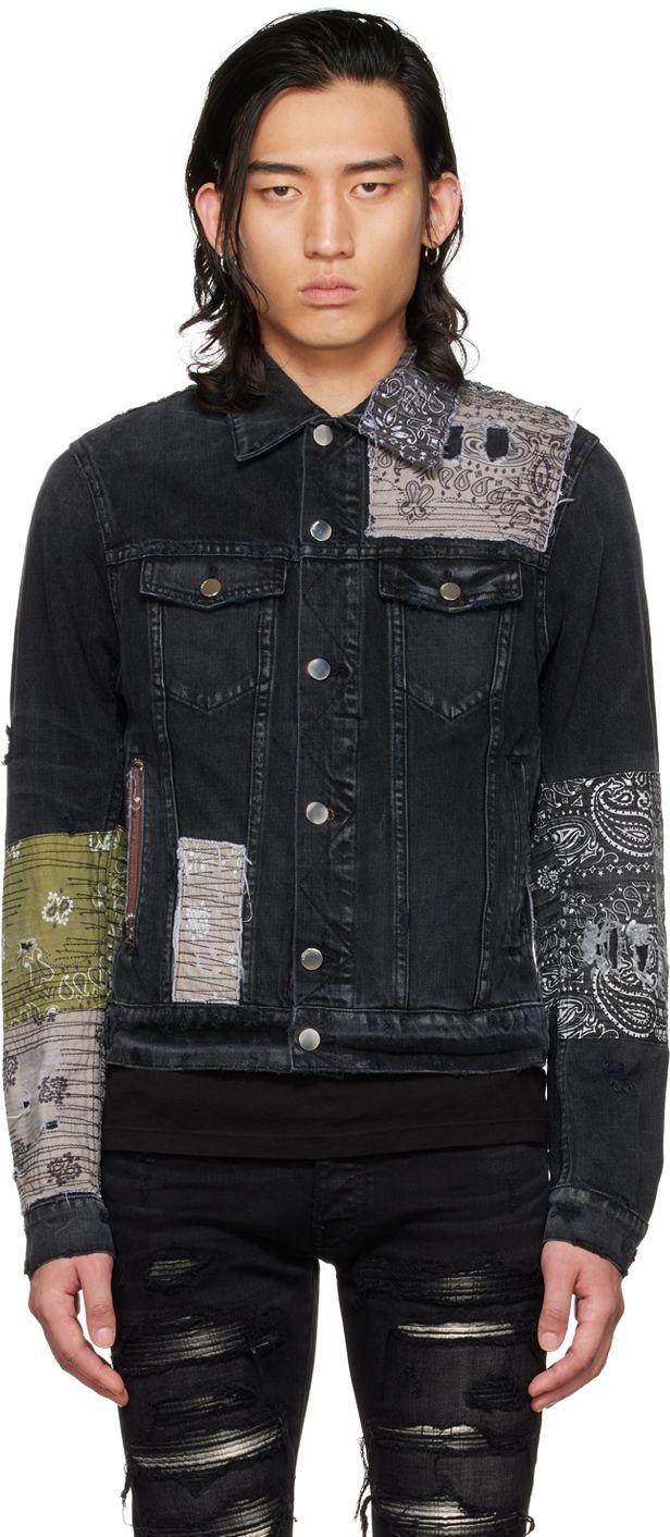 Amiri Black Bandana Art Patch Denim Jacket for Men Lyst