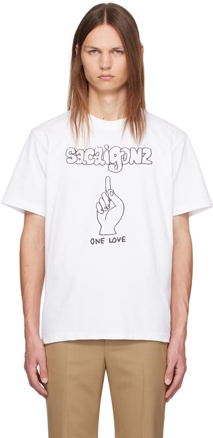 Sacai メンズ Gonzエディション ホワイト Gonz Tシャツ Tシャツ