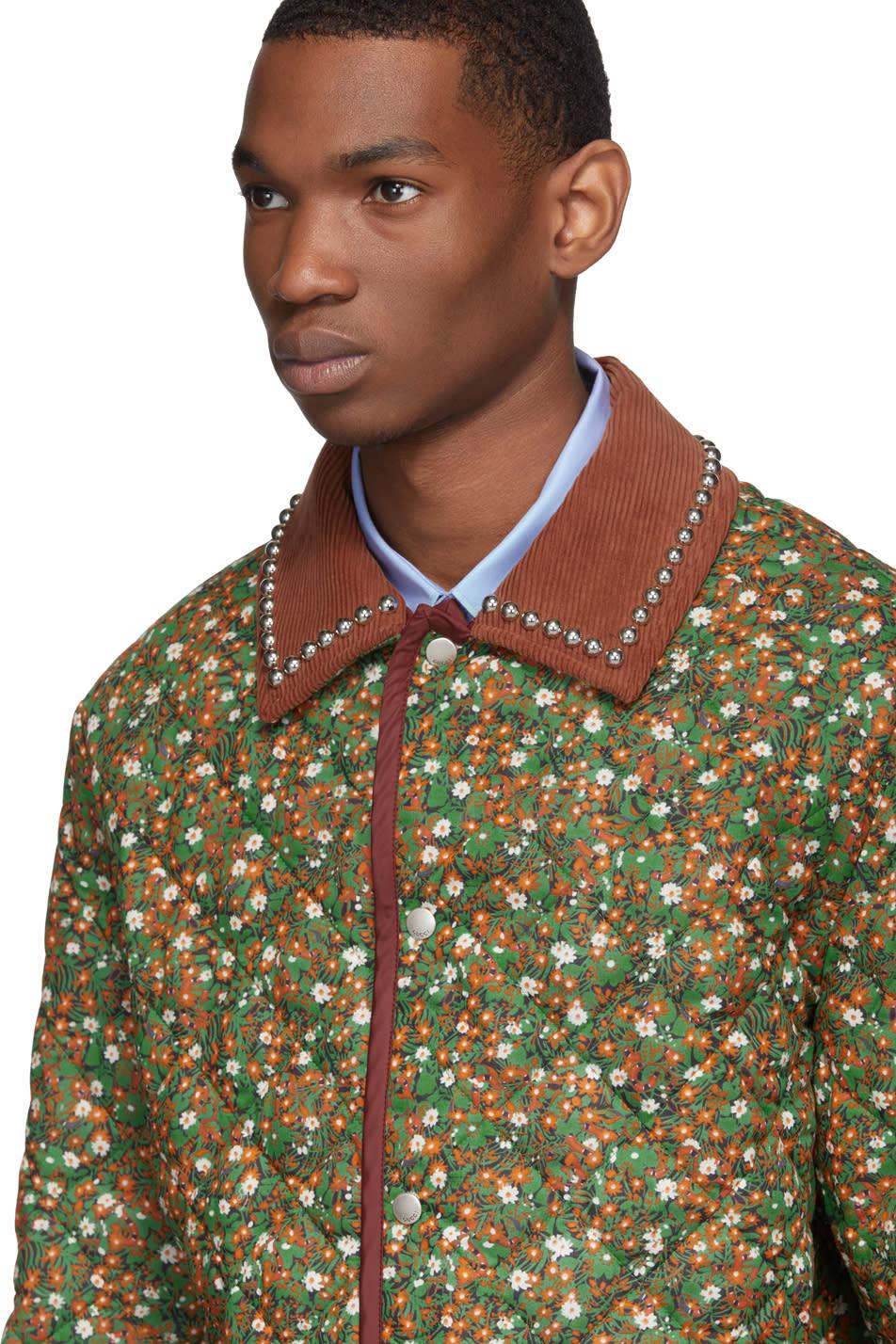 Gucci Cotton Green & Orange Flower 'chateau Marmont' Jacket for Men - Lyst