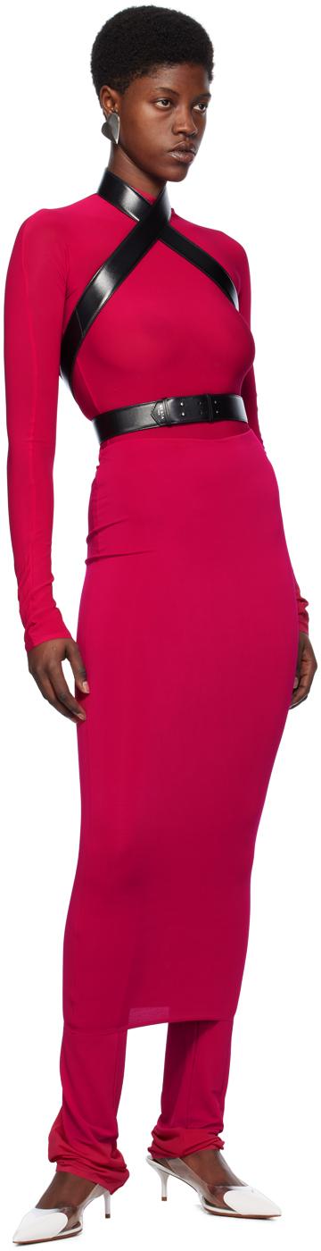 【関税&送料込】Alaia High Neck Bodysuit Alaïa Pink High Neck Bodysuit in Red | Lyst