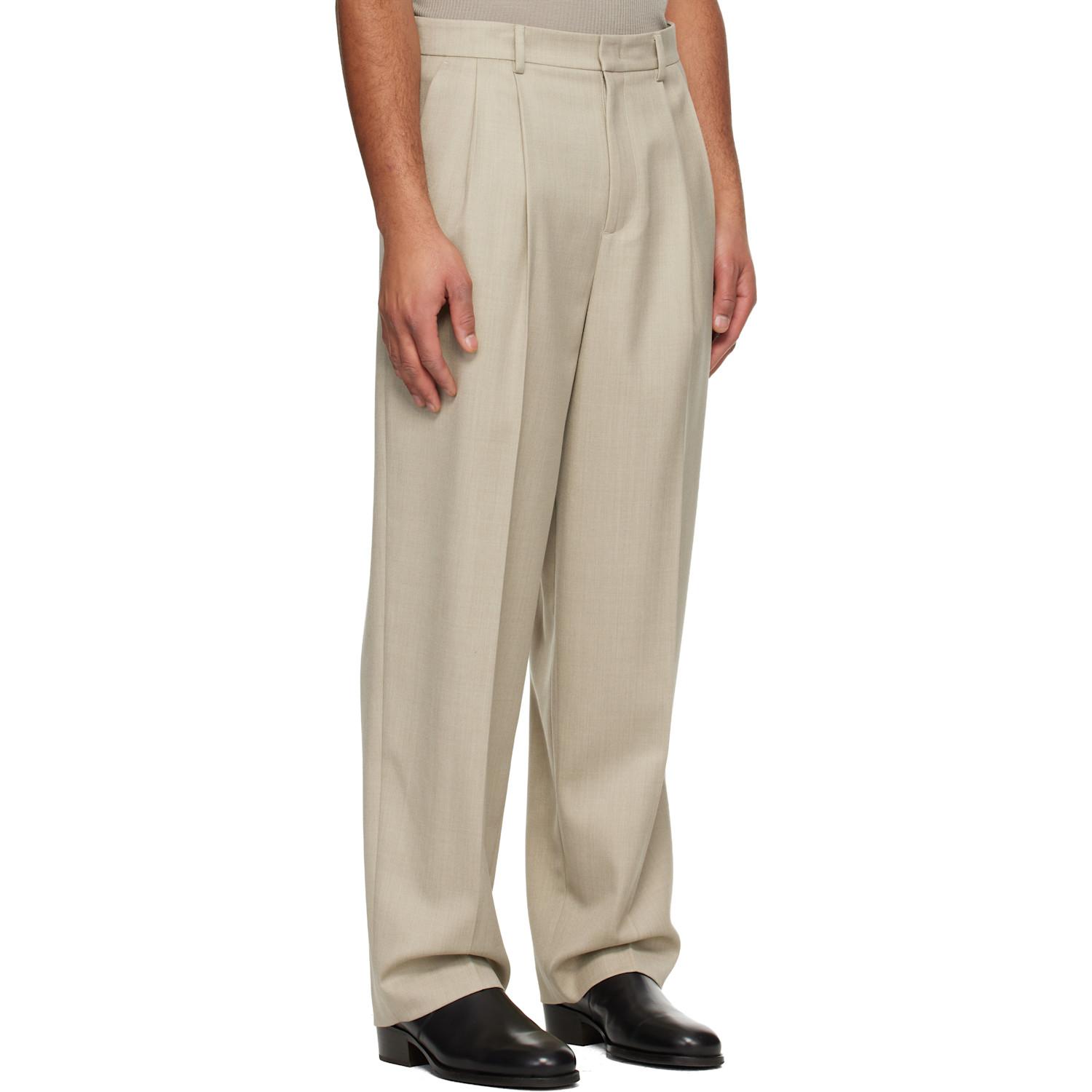 LE17SEPTEMBRE Two Tuck Wool Trousers in Natural for Men | Lyst