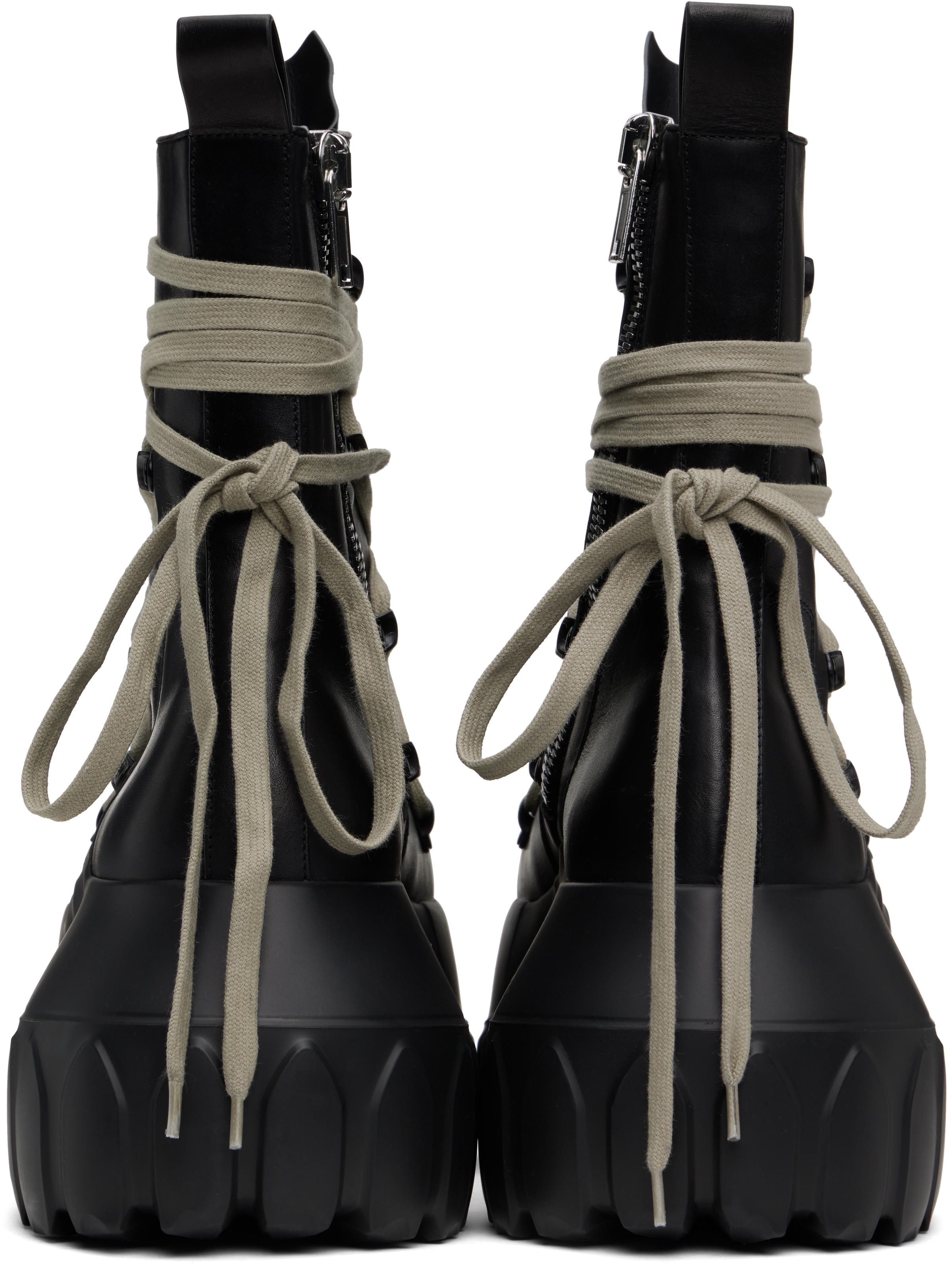 Rick Owens Hollywood Megalace Mega Tractor Boots in Black Rick Owens Hollywood Megalace Mega Tractor Boots in Black