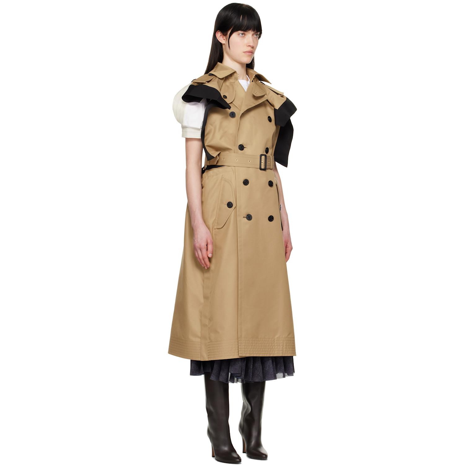sacai ベージュ ダブルブレスト トレンチコート レディース Sacai トレンチコート | オンラインセールは最大41%オフ | Lyst
