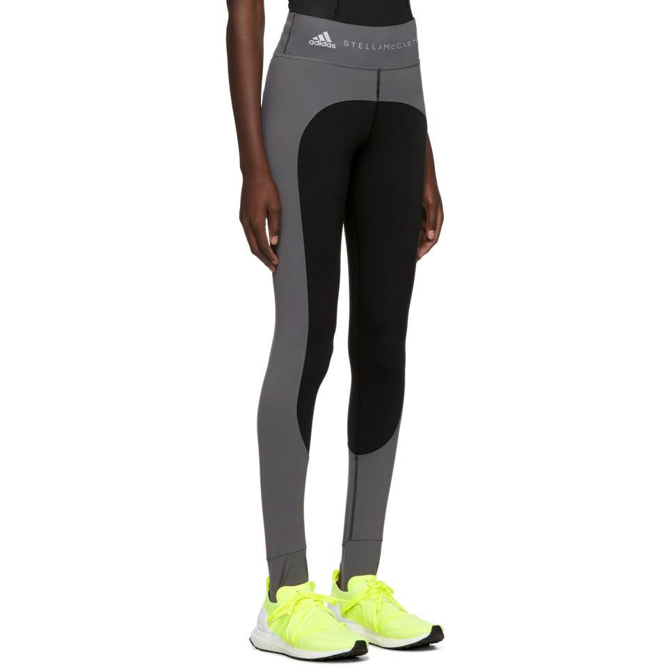 Adidas By Stella Mccartney Synthetic Grey And Black Campaign Leggings In Gray Lyst