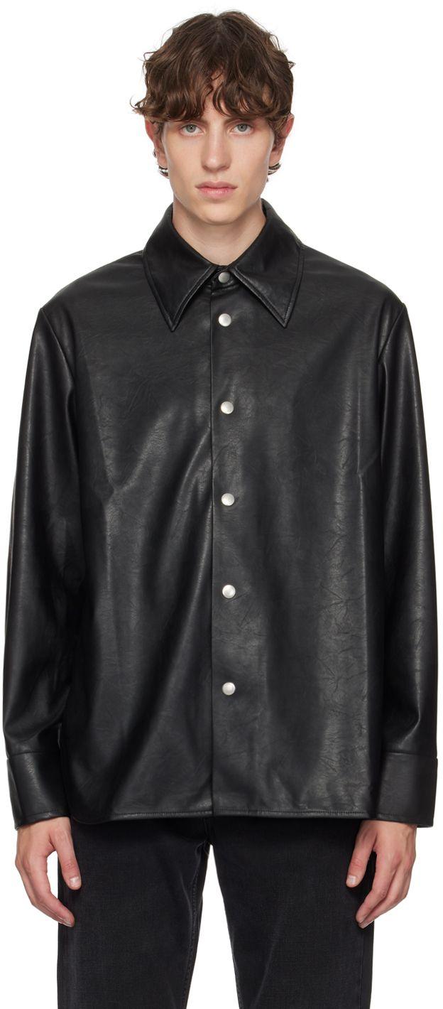 Séfr Black Rainier Faux-leather Shirt for Men | Lyst