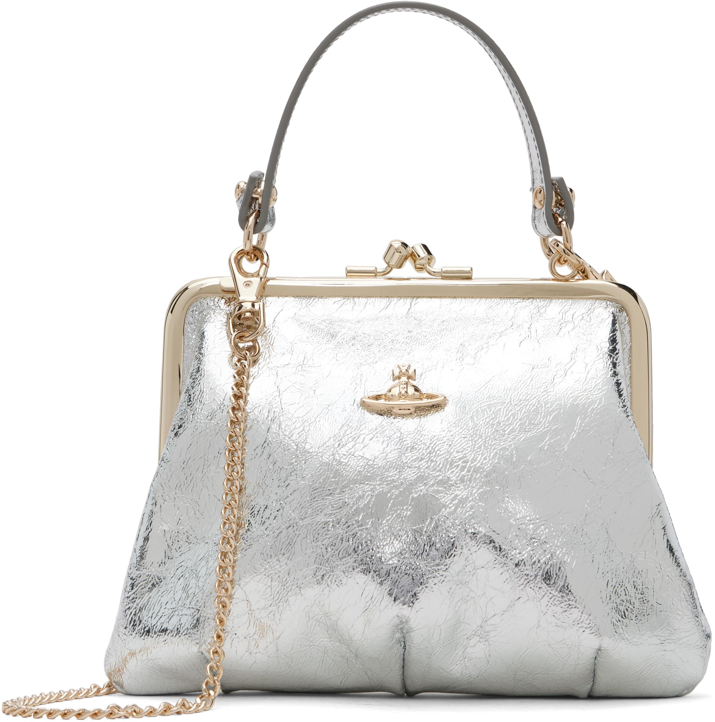 ★Vivienne Westwood★ シルバー Granny Frame バッグ Vivienne Westwood Granny Frame Metallic Mini Bag in White | Lyst