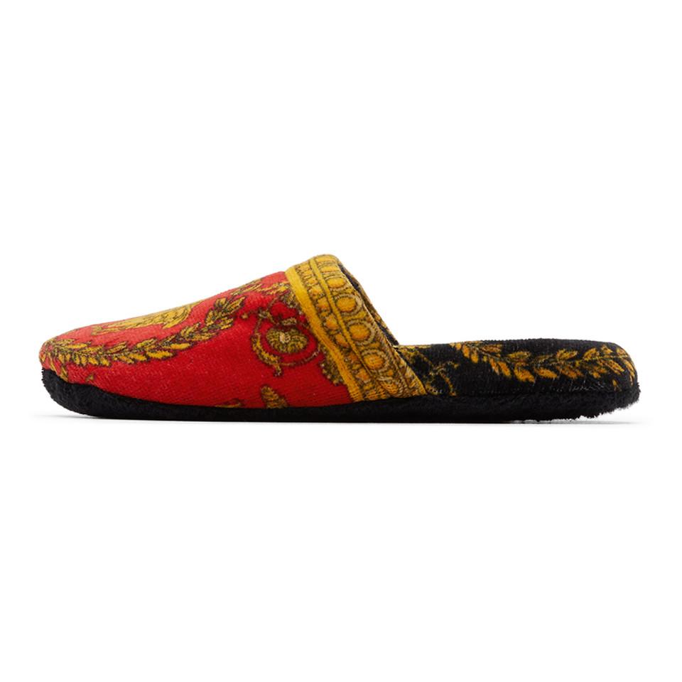 Versace Cotton Red Baroque Slippers - Lyst