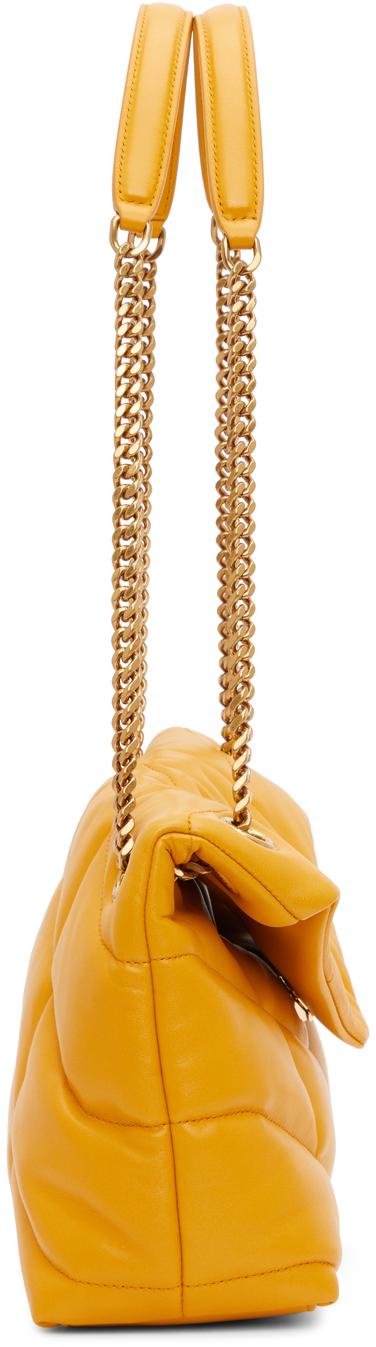 Stunning! YSL Yves Saint Laurent Medium Lou Puffer Bag, Saffran Yellow NWT