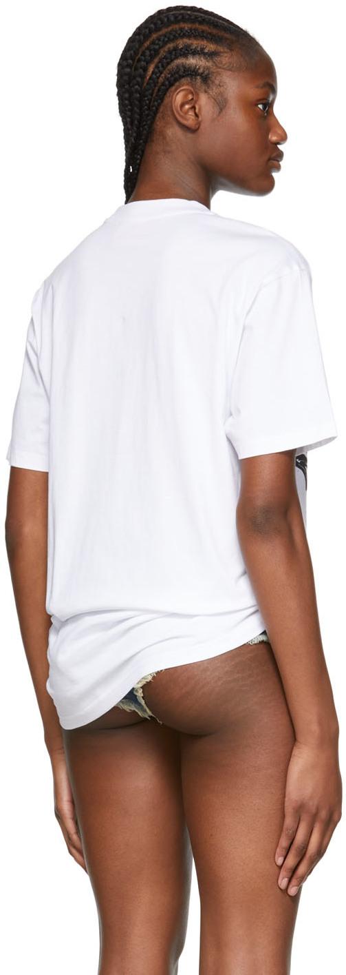 購入しサイト 032cレディース ホワイト Barcode Tシャツ 通販正規品 