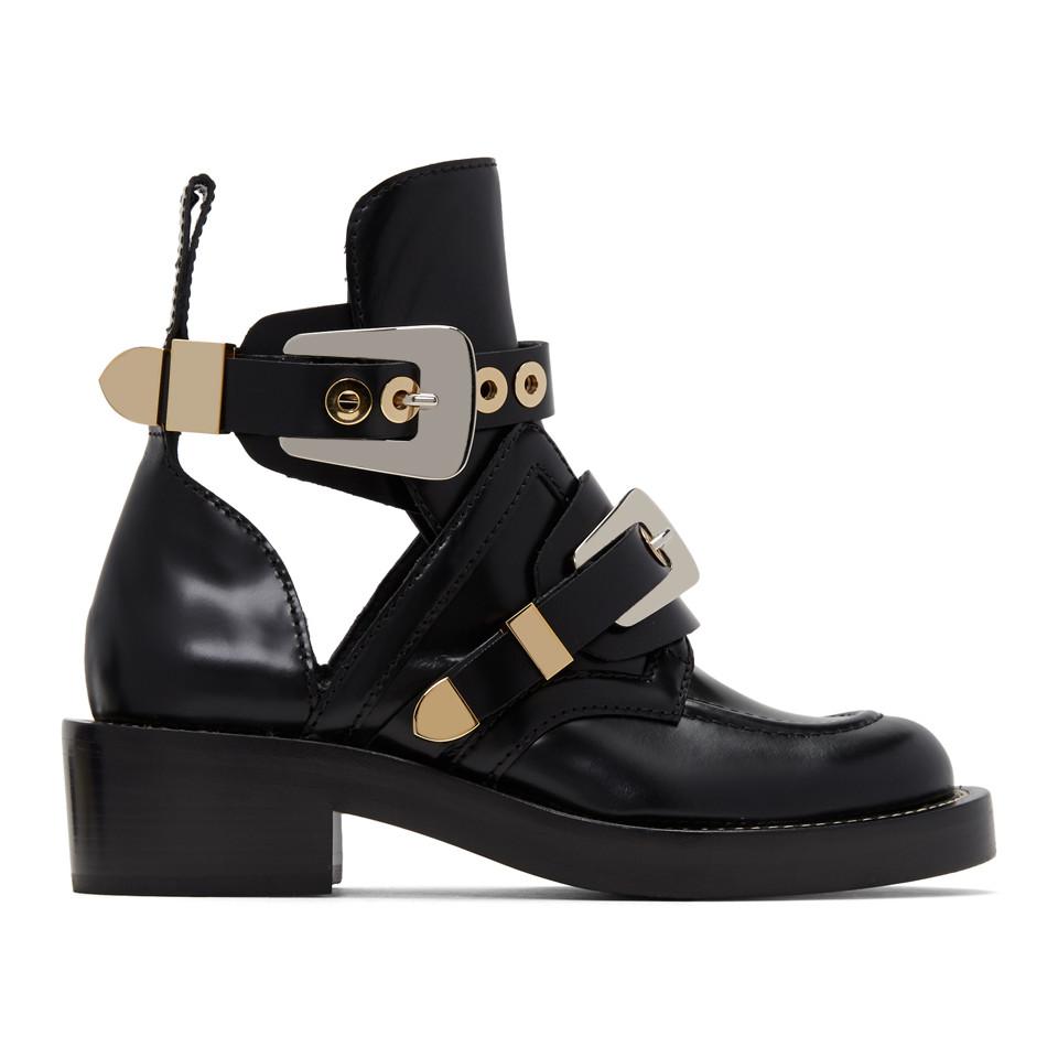 Balenciaga Black Buckles Boots | Lyst