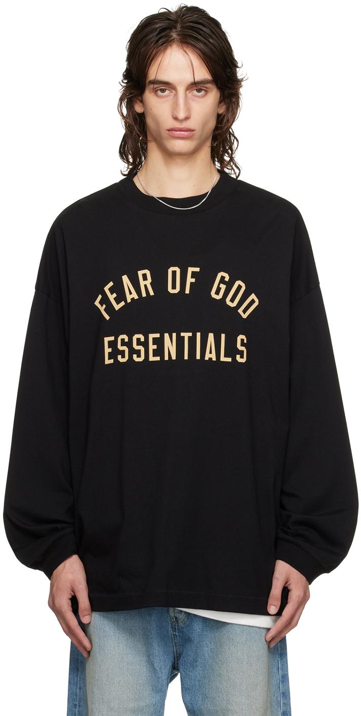 Fear Of God メンズ ブラック クルーネック 長袖Tシャツ Tシャツ