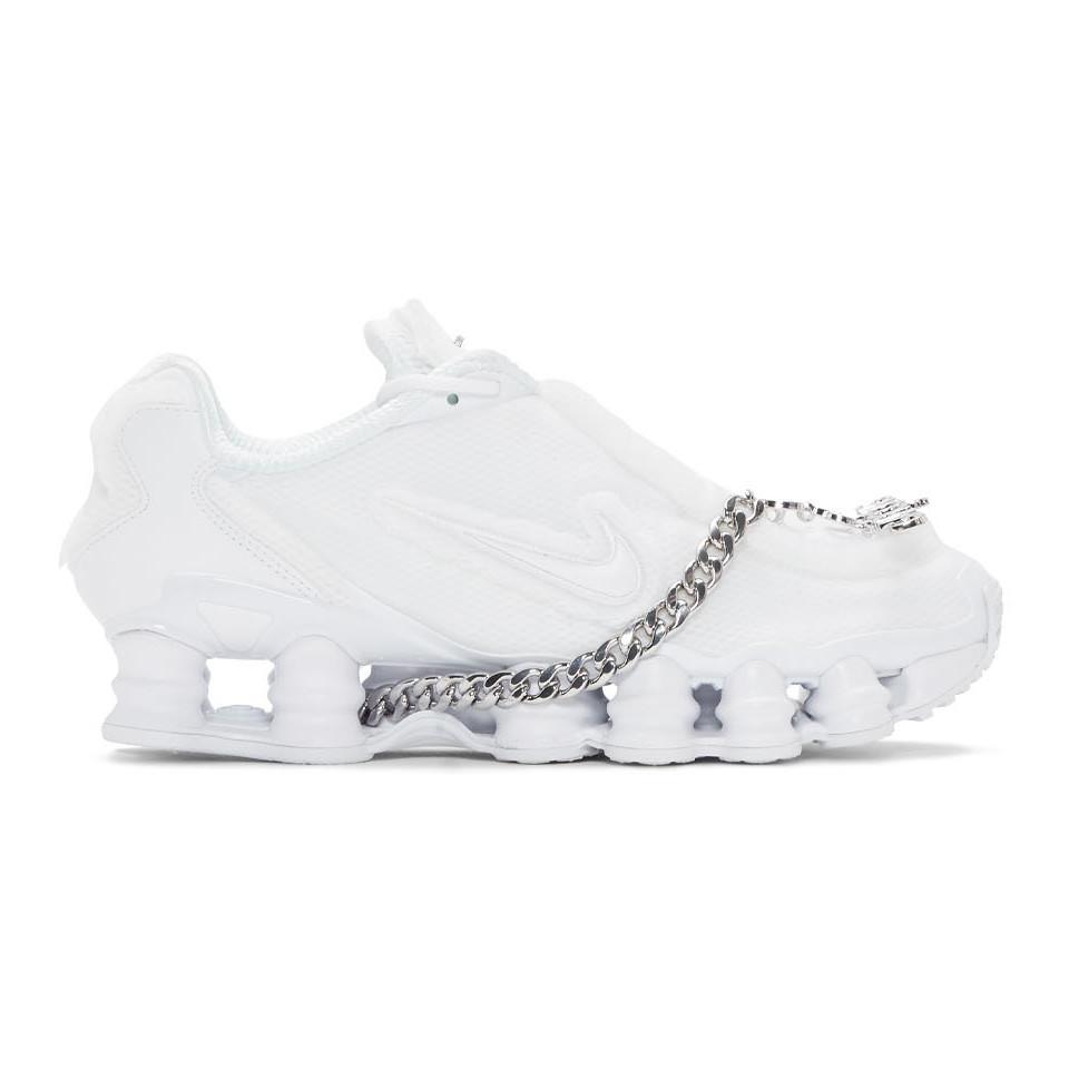 white nike edition cdg shox tl sneakers