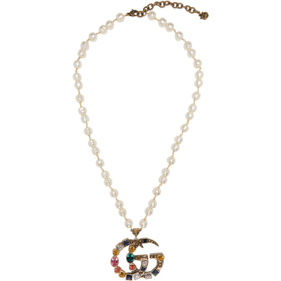 gucci double g pearl necklace