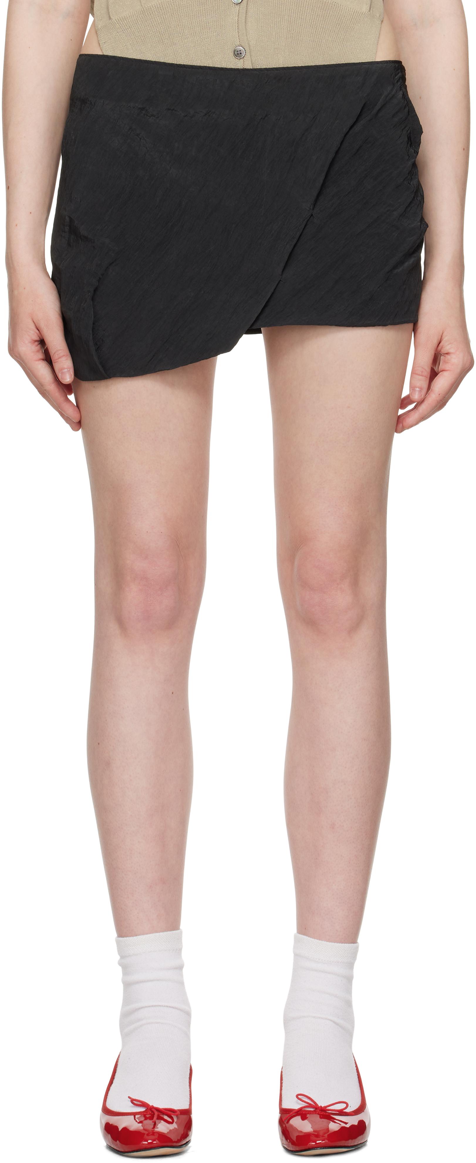 【Open Yy】 CRINKLED GATHER MINI SKIRT 2色 OPEN YY Crinkled Gather Miniskirt in Black | Lyst UK