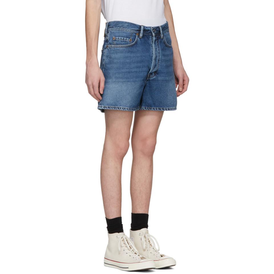 Acne Studios Blue Denim Canoe Shorts for Men Lyst