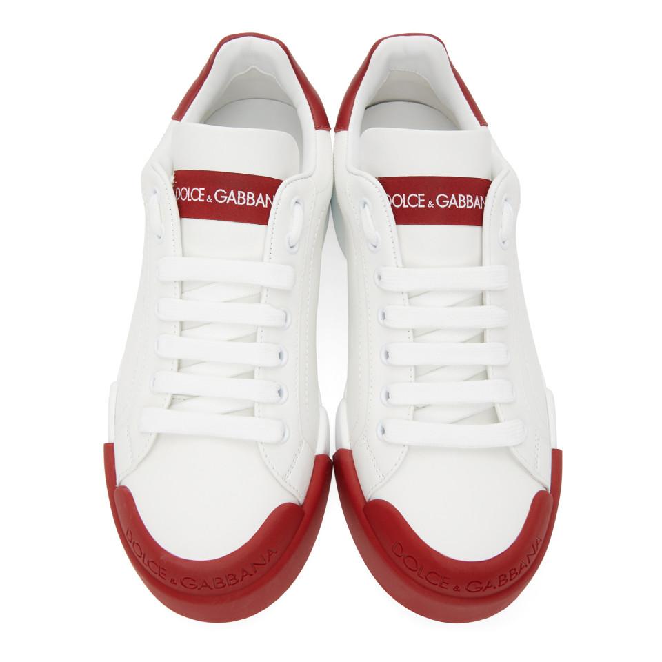 dolce and gabbana red and white sneakers