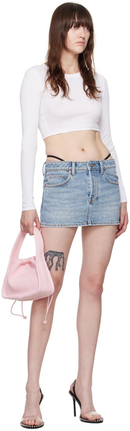 Alexander Wang レディース ブルー ホワイト クロップド 長袖tシャツ 